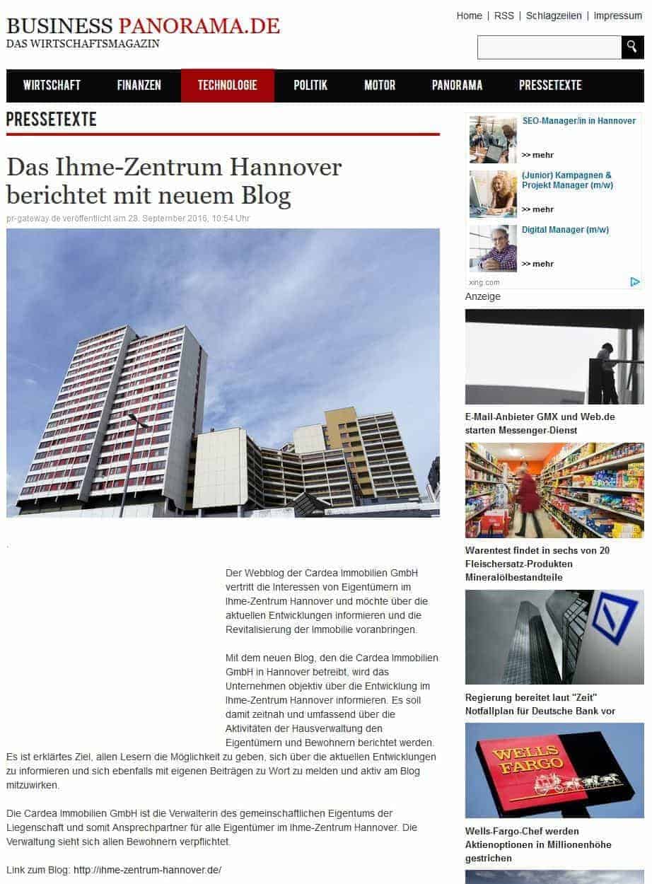 ihme zentrum hannover presse business panorama - Presse